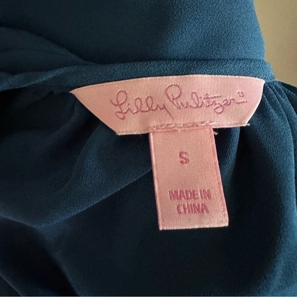 Lilly Pulitzer Size S Blue Charleigh Top Long Sleeve Elastic Cuff - Picture 5 of 6